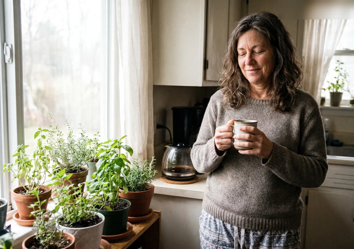Refreshed woman in the morning